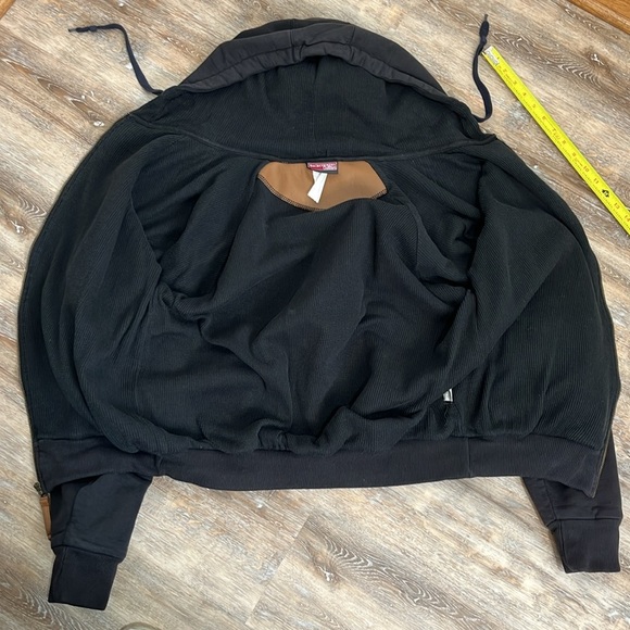 VTG BackCountry Outfitters Men's Waffle Knit Jacket Size L Full Zip Faded Black - Picture 9 of 16